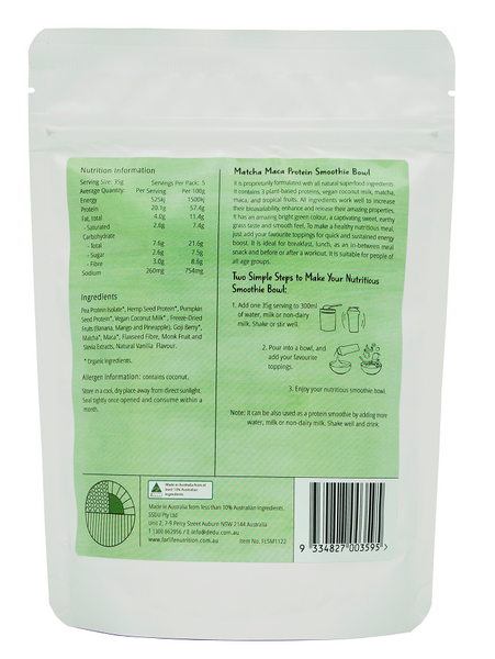 Matcha Protein Smoothie Bowl 175g - QUICK & SUSTAINED ENERGY BOOST / NATURAL GOODNESS